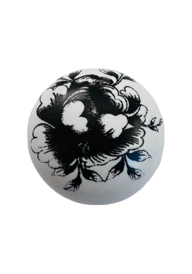 8 Adet Siyah Gül Desenli Beyaz Polimer Düğme Kulp Krom Tablalı Mobilya Mutfak Dolabı Çekmece Kulbu Kulpları