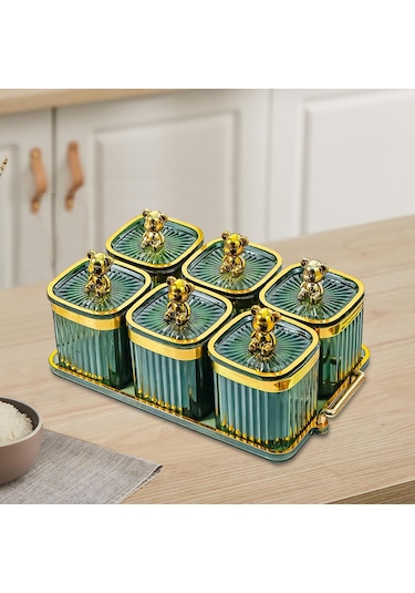 Suntek Magideal Kurutulmuş Meyve Aperatif Servis Tabağı Yeşil-6-ızgara