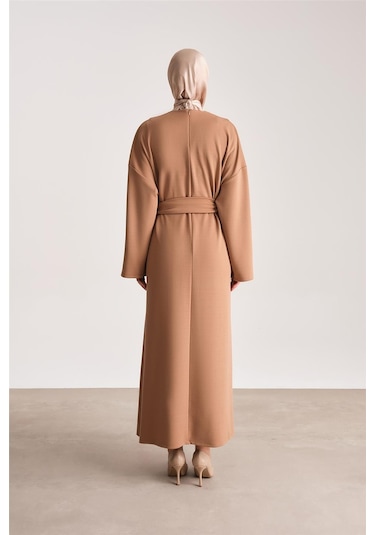 Armine Örme Beli Çift Bağlamalı Elbise Ort9727 Camel-camel Camel