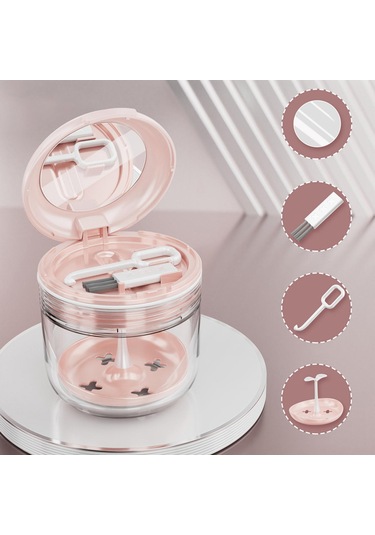 Dolıty Protez Çantası Tutma Ortodontik Kupası Seyahat Için Pembe