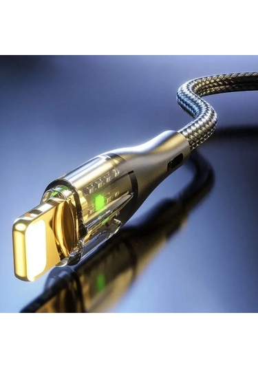 Led Işık Uçlu Sağlam İp Kablolu Usb To Lightning Hızlı Şarj Kablosu 5365