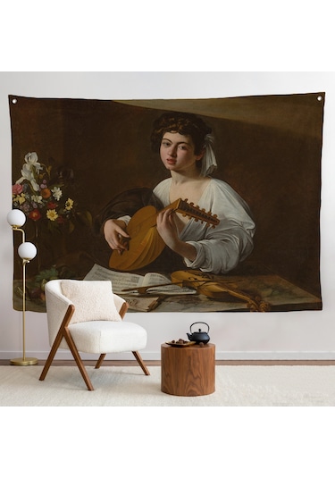 Caravaggio - Latva Çalan Kadın Duvar Örtüsü-7143