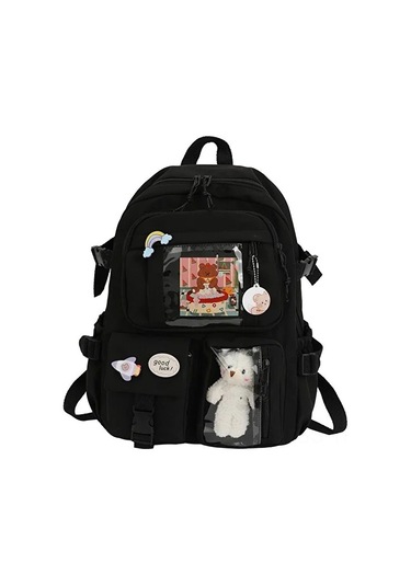 Hfambition Dake Kadın Sırt Çantası: Su Geçirmez Naylon, Okul/seyahat İçin, Siyah, Çok Bölmeli, Dayanıklı Çok Renkli