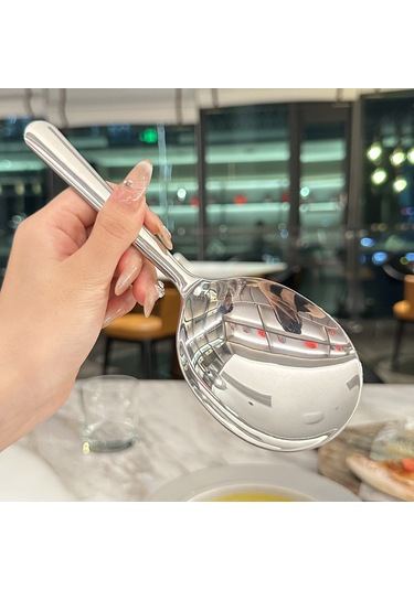 Mufunye 18-10 Çelik Kısa Saplı Büyük Kafa Çorba/sıcak Yemek Servis Kaşığı, 304 Tipe Dayanıklı Pas Önbelleği, Ergonomik Tasarım Diğer