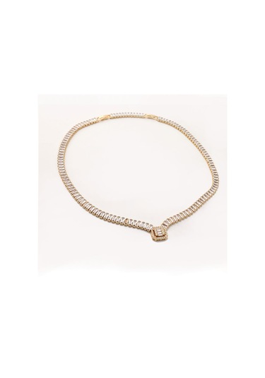 Pigado Paslanmaz Çelik Taşlı Baget Kadın Kolye 001