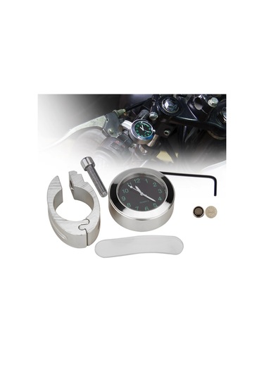 Motosiklet Gidon Saati, 7/8 '' Evrensel Su Geçirmez Gümüş