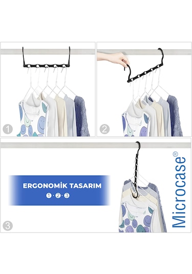 Microcase 5 Delikli Çok İşlevli Katlanabilir Askı Düzenleyici Organizer 2 Adet Al5358 Beyaz