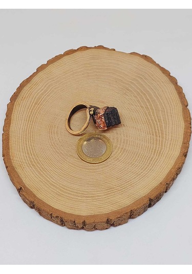 Yasamtohumu İri Boy Turmalin Taşı Ayarlanabilir Pirinç & Bakır Yüzük 55558 Bakır