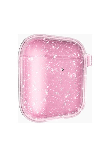 Teknodur Air-pods Allstar Airbag 32 Parlayan Simli Saydam Renkli Kılıf-pembe Pembe