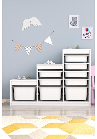 Swiss 9 Beyaz Sepetli Beyaz Gövde Çok Amaçlı Dolap Beyaz