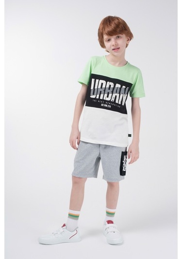 Brz Kids Kontrast Renkli Baskılı Erkek Çocuk Kısa Kollu T-Shirt Çok Renkli