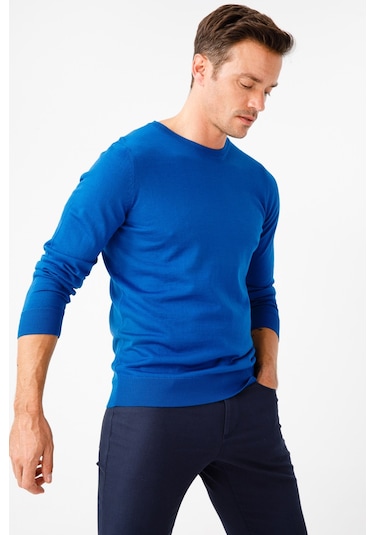 Desen Triko Erkek Basic Sıfır Yaka İnce Triko Kazak 02421603 Saks