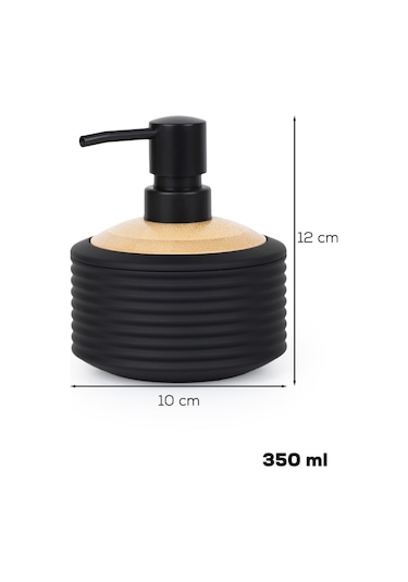 Porsima 3152 Banyo Ve Mutfak Sıvı Sabunluk 350ml Siyah-ahşap Siyah