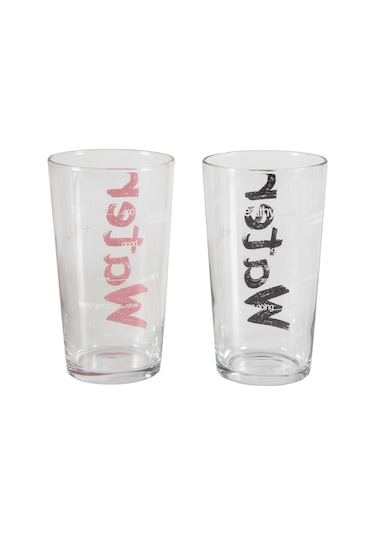 Mudo Home Water Bardak 570 Ml 2'li Set -siyah&pembe Çok Renkli