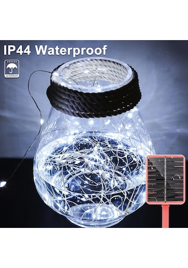 Beyaz Pembe Güneş Panelı Peri Işık Açık Su Geçirmez Işık Noel Çelenk Tatil Partisi Düğün Dekorasyon Işık 7 M/12 M/22 M/32 M 12m 100led Beyaz