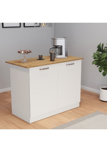 Patentli 120lik Benzila Ada Mutfak, Mutfak Adası, Çok Amaçlı Dolap, Mutfak Masası Beyaz - Meşe Patentli 120lik Benzila Ada Mutfak, Mutfak Adası, Çok Amaçlı Dolap, Mutfak Masası Beyaz - Meşe