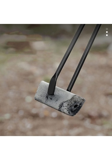 Ateş Maşası, Kamp Malzemeleri İçin Ateş Maşası Yalıtımlı Ahşap Sap Açık Kahverengi