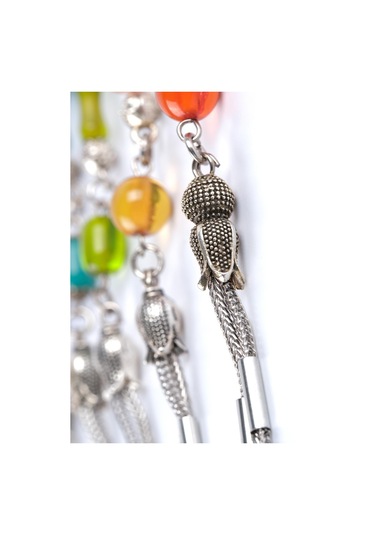 Sıkma Serisi Sarı Kehribar Tesbih Metal Püsküllü Tesbih Küre Kesim