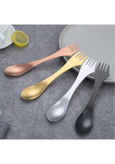 Suntek 3'ü 1 Arada Spork Çatal Kaşık Bıçak Gümüş