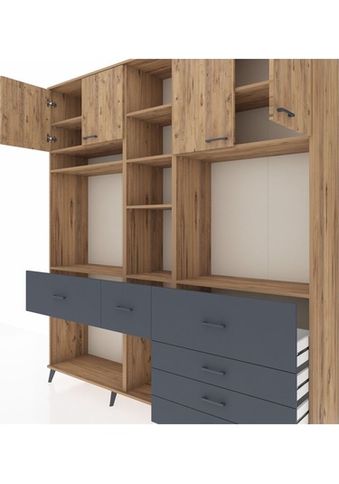 Hyperion Dolap 11 Raflı 6 Çekmeceli 4 Kapaklı 220x44x243 Çam-çam/antrasit Atlas Çam/antrasıt Hyperion Dolap 11 Raflı 6 Çekmeceli 4 Kapaklı 220x44x243 Çam-çam/antrasit Atlas Çam/antrasıt