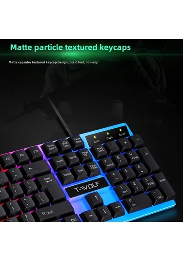 Techbloom T-wolf Thunder Wolf Tf230 White Klavye Ve Fare Seti Aydınlatmalı Oyun Ofis Bilgisayar Kablolu Aksesuar Diğer