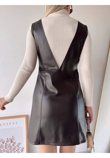 Deri Jile Elbise Kahve W24796 Kahve