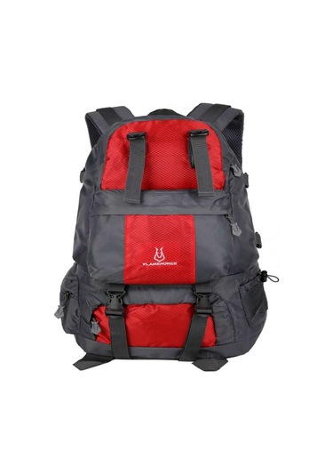 Hombey Açık Hava Çantası 50l Seyahat Sırt Çantaları Büyük Kapasiteli Günlük Sırt Çantası Çok Cepli Yürüyü Kırmızı