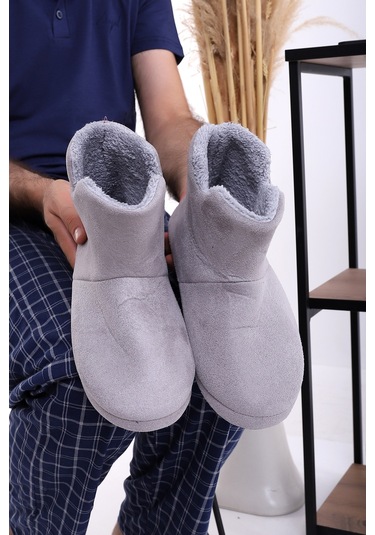 Rd Eb312 Düz Renk Erkek Panduf Ev Botu Ev Ayakkabısı Gri