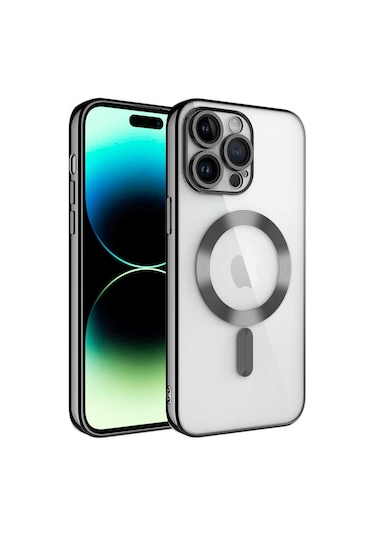 İphone 14 Pro Kılıf Magsafe Özellikli Metal Lazer Silikon Kapak