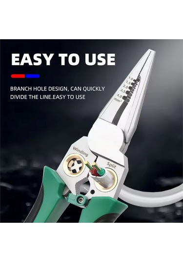 Geeksen 8-in-1 Elektrikçi Pense: Paslanmaz Çelik, Anti Kayma, Kablolu İstriyici, Kesici Ve Voltaj Testeri - Gri