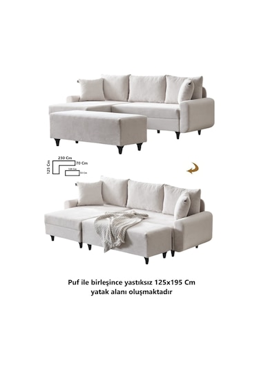 Kagu Corner Flavia Köşe Takımı Puflu Ekru