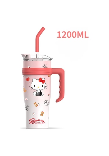 Beautifyy Kuromi Termos Bardağı - 1200ml Çift Amaçlı Soğuk/sıcak İçecek Kabı Kırmızı Çelik Kırmızı