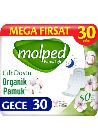 Molped Pure & Soft Hijyenik Ped Gece 12 x 30'lu