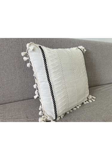 Dnc Home Tekstil Ndchome Özel Tasarım Tekli Keten Krem Kırlent Kılıfı 43 43