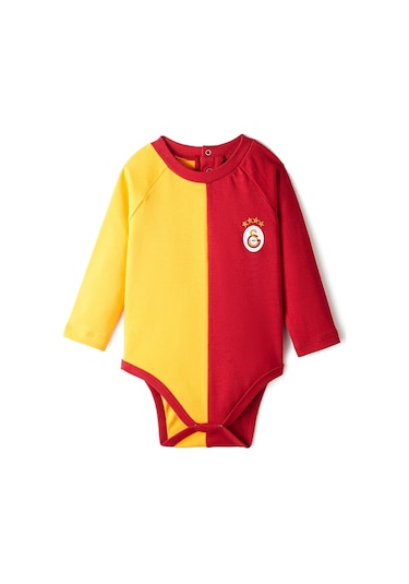 Galatasaray Orijinal Lisanslı Uzun Kol Bebek Body Zıbın Hediyelik Ahşap Kutulu Kırmızı - Sarı