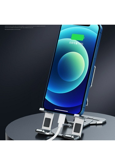 Yaleker Güçlü Alüminyum Zırhlı Telefon Tutucu - Çift Kollü, Şarj Portu Açık, Taşınabilir Ve Katlanabilir Tasarım