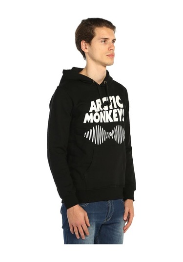 Bant Giyim - Arctic Monkeys Siyah Kapşonlu Erkek Sweatshirt Siyah