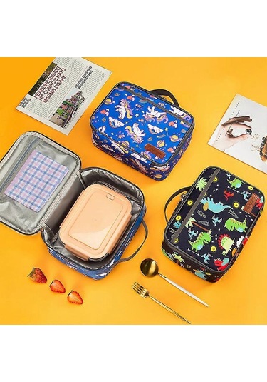 Çocuklar İçin Yalıtımlı Yumuşak Çanta Mini Soğutucu Çanta Okul Dönüşü Yalıtımlı Öğle Yemeği Çantası Seti Kızlar, Erkekler Ve Dinozorlar İçin --