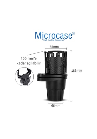 2in1 Araç İçi Şişe Bardak İçecek Tutucu Çift Kupa AL3479 Karbon