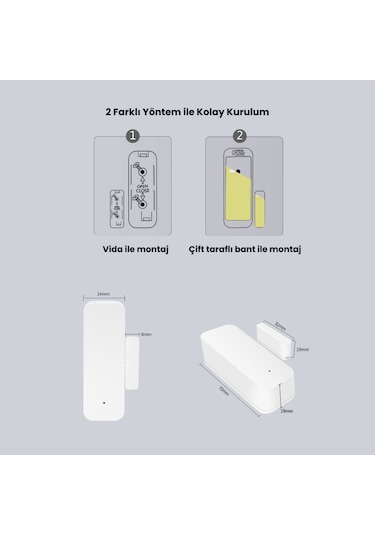 Zigbee Kapı Pencere Sensörü - Tuya, Ewelink, Homeassistant Uyumlu