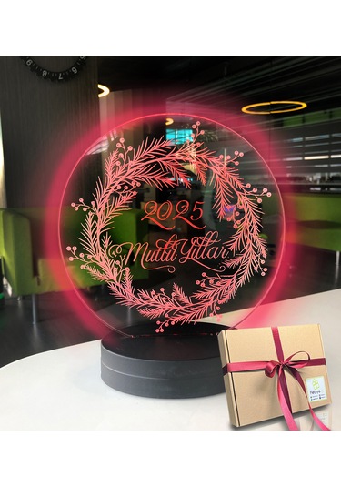 Yılbaşı Konseptli 2025 Oval 3d Led Gece Lambası