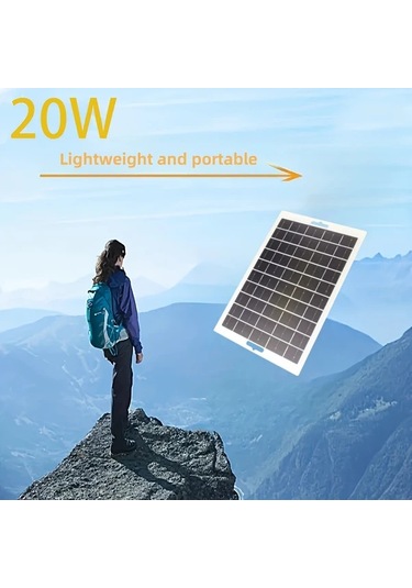 Xuweiwei Beyaz Düz 20w 1 Adet 20w Taşınabilir Güneş Paneli Şarj Cihazı 5v Usb Çıkışlı Kamp Seyahat Telefon Şarjı