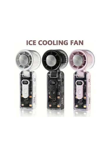 Xuweiwei Şeffaf Mor Katlanabilir El Tipi Buz Paketi Fanı Soğutma Aydınlatma 100 Ayarlı Usb Şarj Lityum Pil İç Dış Mekan