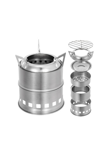 Taşınabilir Paslanmaz Çelik Hafif Odun Sobası Alkol,y27179 Gümüş