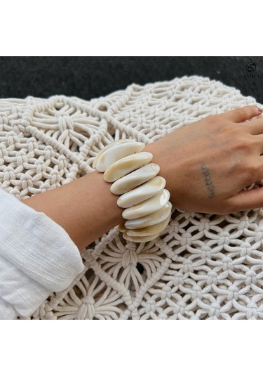 Bohem Stili Çok Katlı İregular Bileklik Seti Beyaz