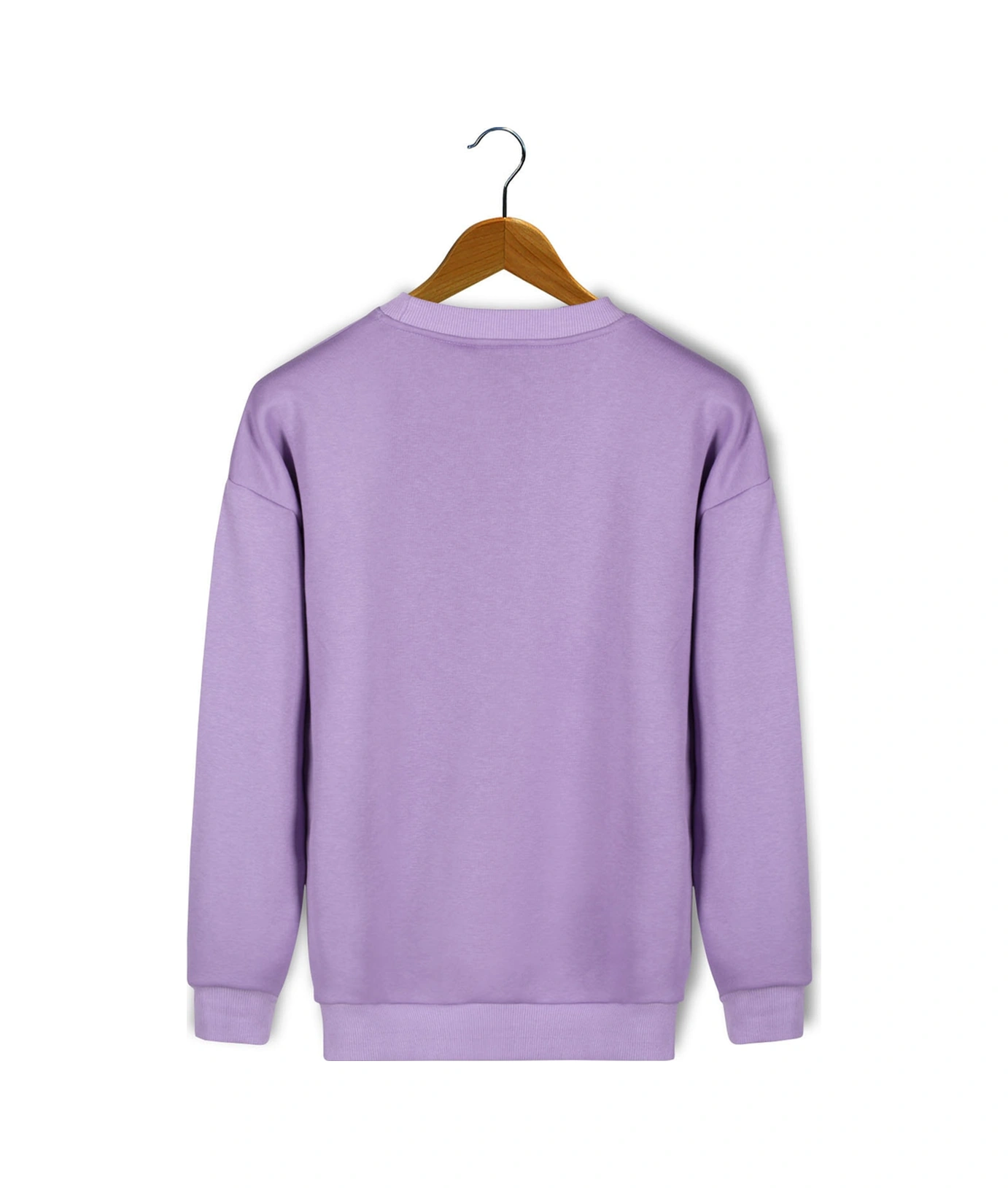 Veaven Unisex Mor Oversize Kalın Üç Iplik Şardonlu Bisiklet Yaka Basic Sweatshirt Mor