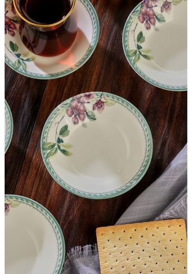 Cooker 6'lı Desenli Porselen Çay Tabağı Mor