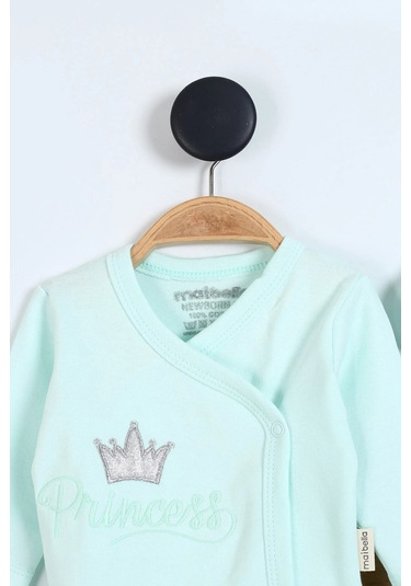 Prenses Desenli Müslin Kız Bebek Hastane Çıkışı Bebek Kıyafetleri Yenidoğan Hastane Çıkış Seti 5 Li Su Yeşili