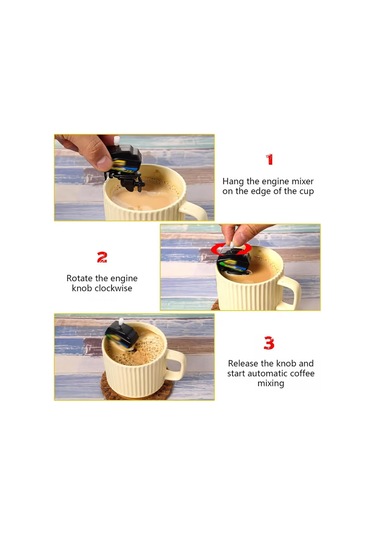 Tekne Motoru Kahve Karıştırıcısı - Wind Up Mini Tekne Motoru Kahve Karıştırıcısı Siyah