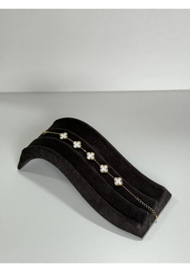 T-blk-02 Gold İçi Beyaz Gonca Bileklik 001